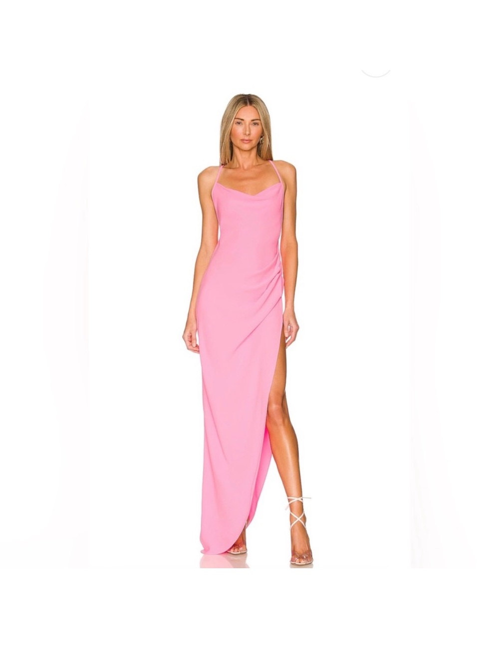 Amanda Uprichard Pink Cowl Neck Slip Cocktail Dress